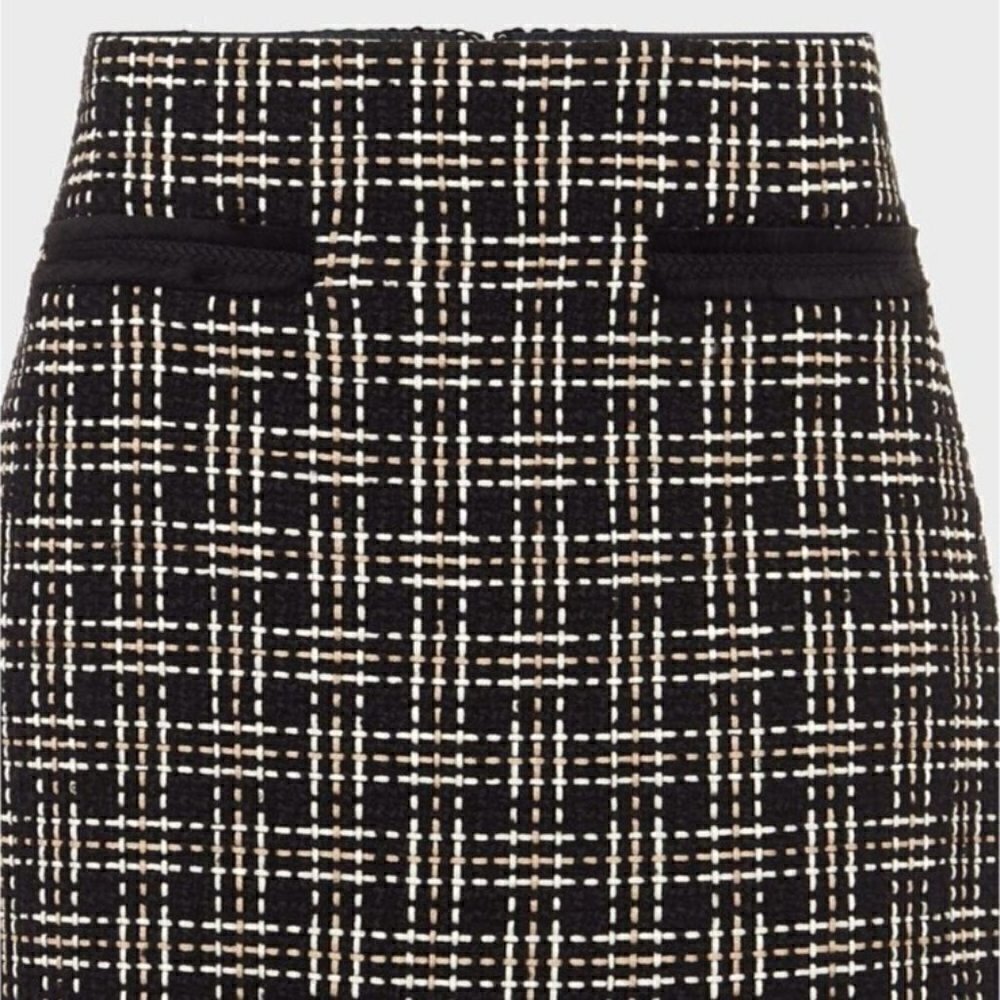 Nwt Hobbs Alexis Black Tweed Plaid A-Line Flat Front Mini Career Skirt Us14 — image 2 of 8